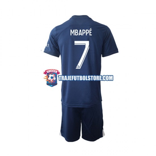 Camiseta 1ª Paris Saint-Germain Mbappé 7 Niño 2022-2023 Manga Corta