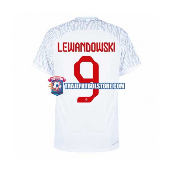 Camiseta 1ª Polonia Lewandowski 9 Hombre Copa Mundial 2022 Manga Corta