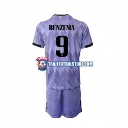 Camiseta 2ª Real Madrid Karim Benzema 9 Niño 2022-2023 Manga Corta