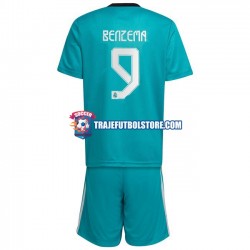 Camiseta 3ª Real Madrid Karim Benzema 9 Niño 2021-2022 Manga Corta