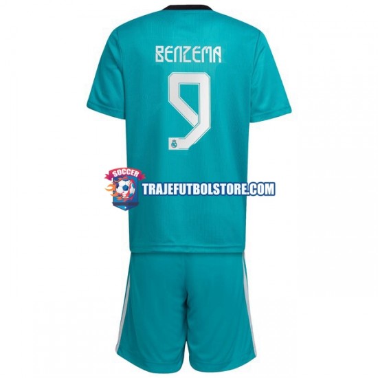 Camiseta 3ª Real Madrid Karim Benzema 9 Niño 2021-2022 Manga Corta