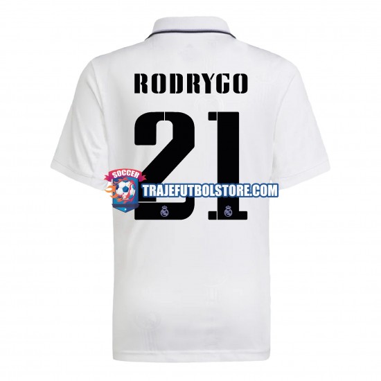 Camiseta 1ª Real Madrid Rodrygo 21 Hombre 2022-2023 Manga Corta