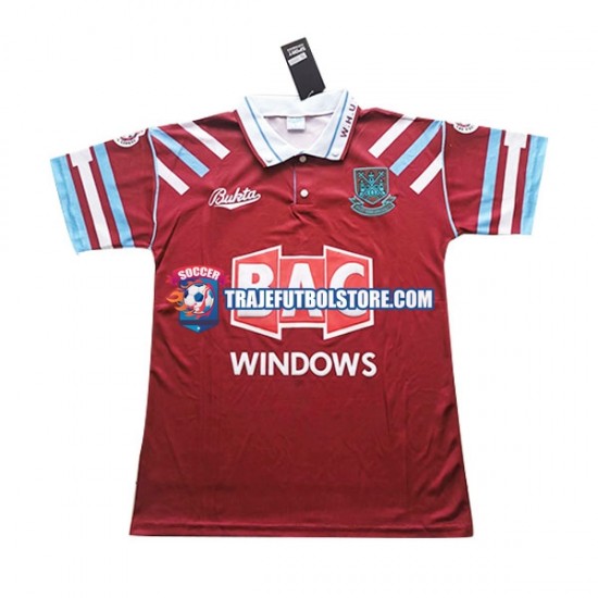 Camiseta 1ª West Ham United Retro Hombre 1991-1992 Manga Corta