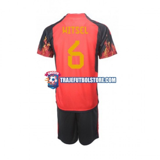Camiseta 1ª Bélgica Axel Witsel 6 Niño Copa Mundial 2022 Manga Corta