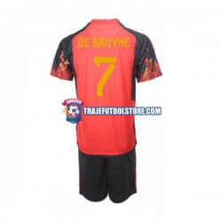 Camiseta 1ª Bélgica De Bruyne 7 Niño Copa Mundial 2022 Manga Corta