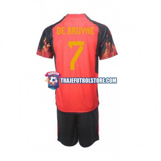 Camiseta 1ª Bélgica De Bruyne 7 Niño Copa Mundial 2022 Manga Corta