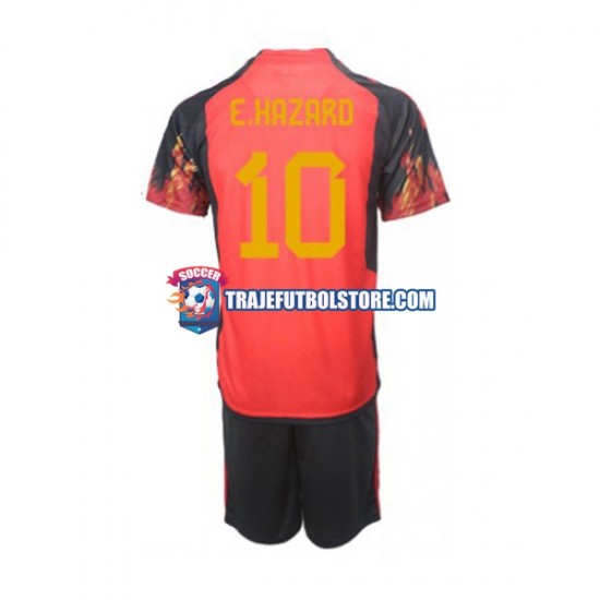 Camiseta 1ª Bélgica Hazard 10 Niño Copa Mundial 2022 Manga Corta