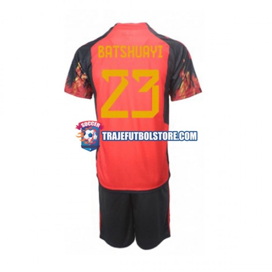 Camiseta 1ª Bélgica Michy Batshuayi 23 Niño Copa Mundial 2022 Manga Corta
