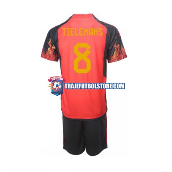 Camiseta 1ª Bélgica Youri Tielemans 8 Niño Copa Mundial 2022 Manga Corta