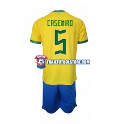 Camiseta 1ª Brasil Casemiro 5 Niño Copa Mundial 2022 Manga Corta