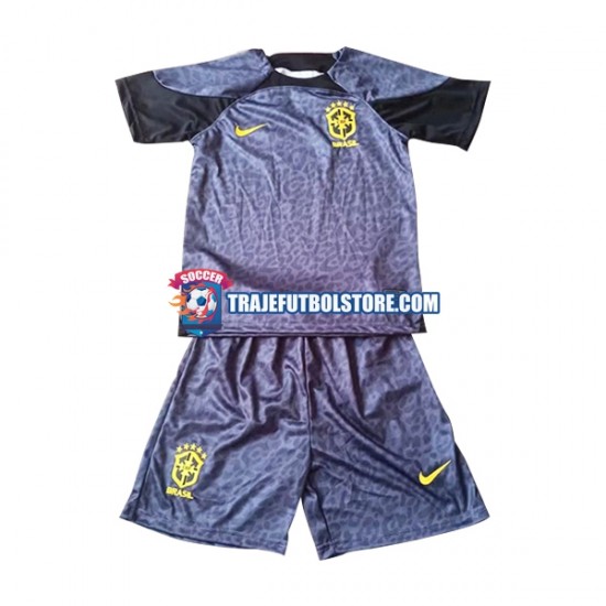 Camiseta 1ª Brasil Portero Niño Copa Mundial 2022 Manga Corta
