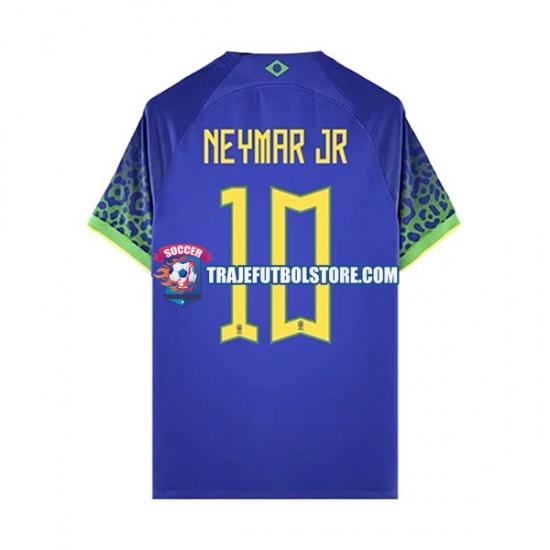 Camiseta 2ª Brasil Neymar JR 10 Hombre Copa Mundial 2022 Manga Corta