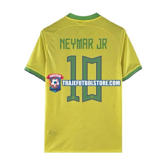 Camiseta 1ª Brasil Neymar JR 10 Hombre Copa Mundial 2022 Manga Corta