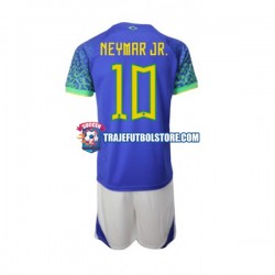 Camiseta 2ª Brasil Neymar JR 10 Niño Copa Mundial 2022 Manga Corta