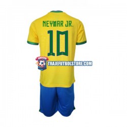 Camiseta 1ª Brasil Neymar JR 10 Niño Copa Mundial 2022 Manga Corta