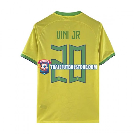 Camiseta 1ª Brasil Vinicius Junior 20 Hombre Copa Mundial 2022 Manga Corta