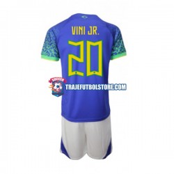 Camiseta 2ª Brasil Vinicius Junior 20 Niño Copa Mundial 2022 Manga Corta