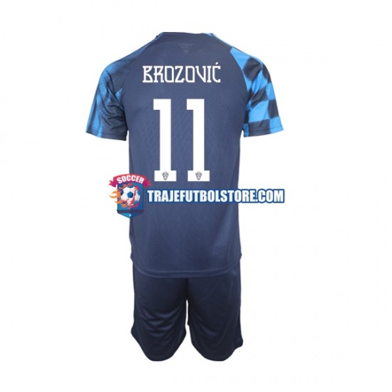 Camiseta 2ª Croacia Brozovic 11 Niño Copa Mundial 2022 Manga Corta