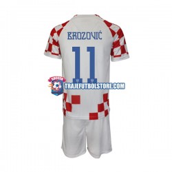 Camiseta 1ª Croacia Brozovic 11 Niño Copa Mundial 2022 Manga Corta