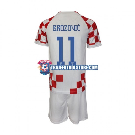 Camiseta 1ª Croacia Brozovic 11 Niño Copa Mundial 2022 Manga Corta