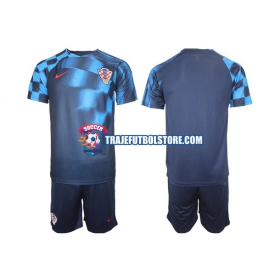 Camiseta 2ª Croacia Niño Copa Mundial 2022 Manga Corta