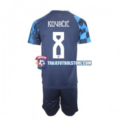 Camiseta 2ª Croacia Kovacic 8 Niño Copa Mundial 2022 Manga Corta