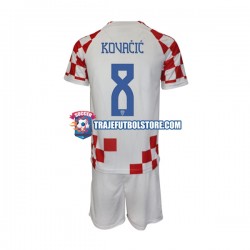 Camiseta 1ª Croacia Kovacic 8 Niño Copa Mundial 2022 Manga Corta