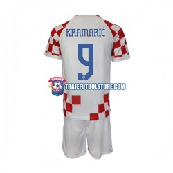 Camiseta 1ª Croacia Kramaric 9 Niño Copa Mundial 2022 Manga Corta
