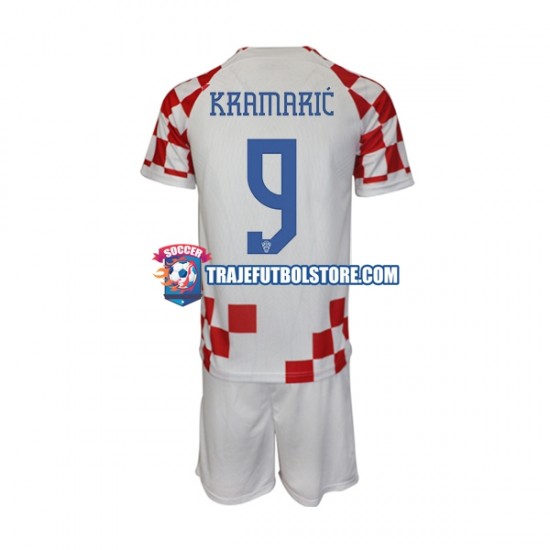 Camiseta 1ª Croacia Kramaric 9 Niño Copa Mundial 2022 Manga Corta