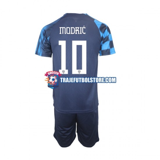 Camiseta 2ª Croacia Modrić 10 Niño Copa Mundial 2022 Manga Corta