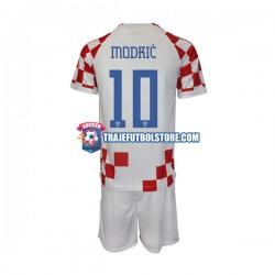 Camiseta 1ª Croacia Modrić 10 Niño Copa Mundial 2022 Manga Corta
