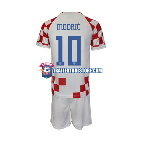 Camiseta 1ª Croacia Modrić 10 Niño Copa Mundial 2022 Manga Corta