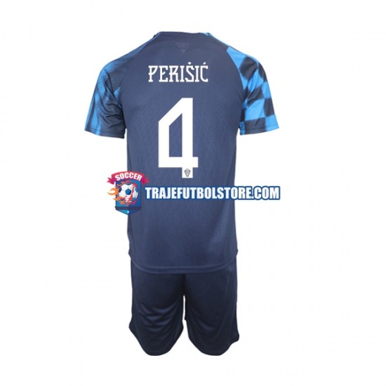 Camiseta 2ª Croacia Perisic 4 Niño Copa Mundial 2022 Manga Corta