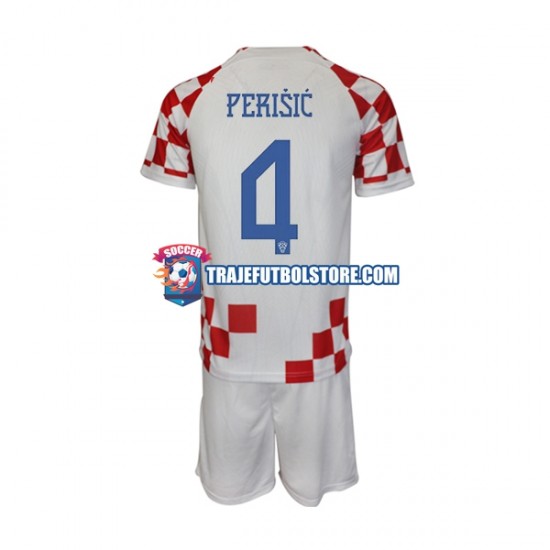Camiseta 1ª Croacia Perisic 4 Niño Copa Mundial 2022 Manga Corta