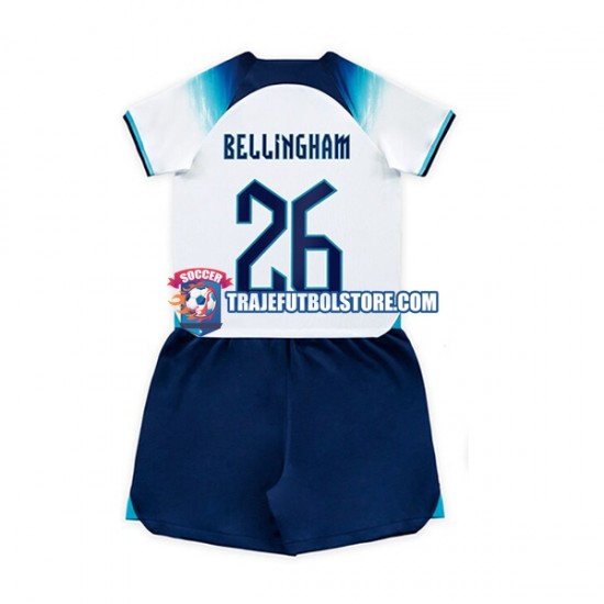 Camiseta 1ª Inglaterra Bellingham 26 Niño Copa Mundial 2022 Manga Corta