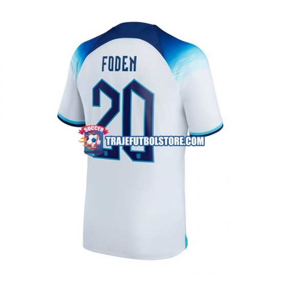 Camiseta 1ª Inglaterra Foden 20 Hombre Copa Mundial 2022 Manga Corta