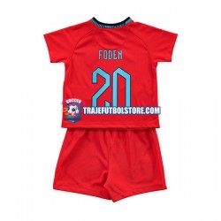 Camiseta 2ª Inglaterra Foden 20 Niño Copa Mundial 2022 Manga Corta