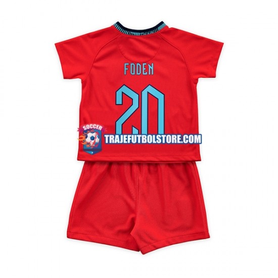 Camiseta 2ª Inglaterra Foden 20 Niño Copa Mundial 2022 Manga Corta