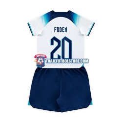 Camiseta 1ª Inglaterra Foden 20 Niño Copa Mundial 2022 Manga Corta