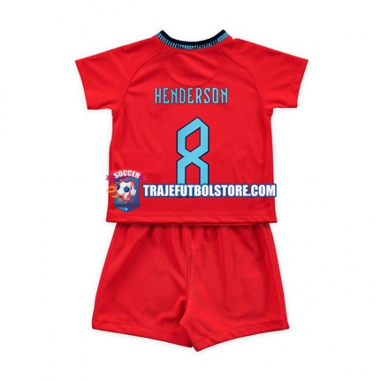Camiseta 2ª Inglaterra Henderson 8 Niño Copa Mundial 2022 Manga Corta