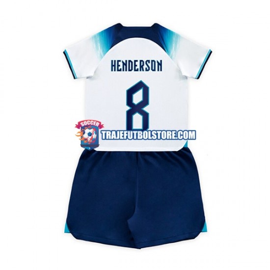 Camiseta 1ª Inglaterra Henderson 8 Niño Copa Mundial 2022 Manga Corta
