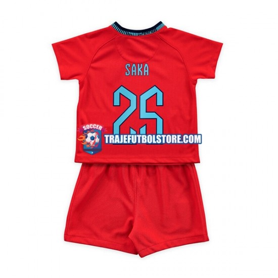 Camiseta 2ª Inglaterra Saka 25 Niño Copa Mundial 2022 Manga Corta