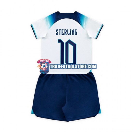 Camiseta 1ª Inglaterra Sterling 10 Niño Copa Mundial 2022 Manga Corta