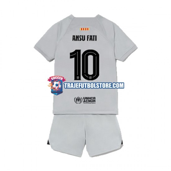 Camiseta 3ª FC Barcelona Ansu Fat 10 Niño 2022-2023 Manga Corta