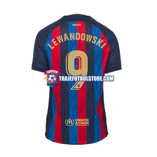 Camiseta 1ª FC Barcelona Lewandowski 9 Hombre 2022-2023 Manga Corta