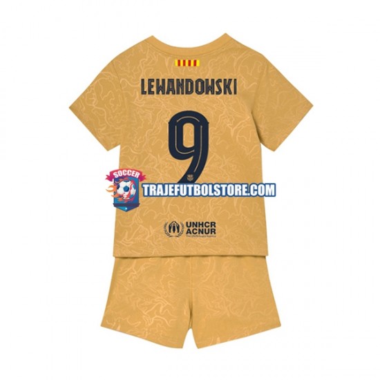 Camiseta 2ª FC Barcelona Lewandowski 9 Niño 2022-2023 Manga Corta