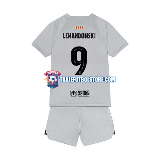 Camiseta 3ª FC Barcelona Lewandowski 9 Niño 2022-2023 Manga Corta