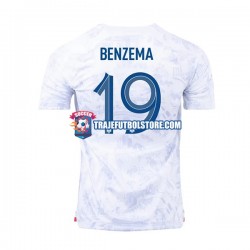 Camiseta 2ª Francia Benzema 19 Hombre Copa Mundial 2022 Manga Corta