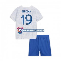 Camiseta 2ª Francia Benzema 19 Niño Copa Mundial 2022 Manga Corta