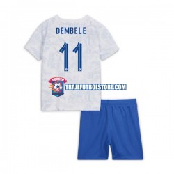 Camiseta 2ª Francia Dembele 11 Niño Copa Mundial 2022 Manga Corta